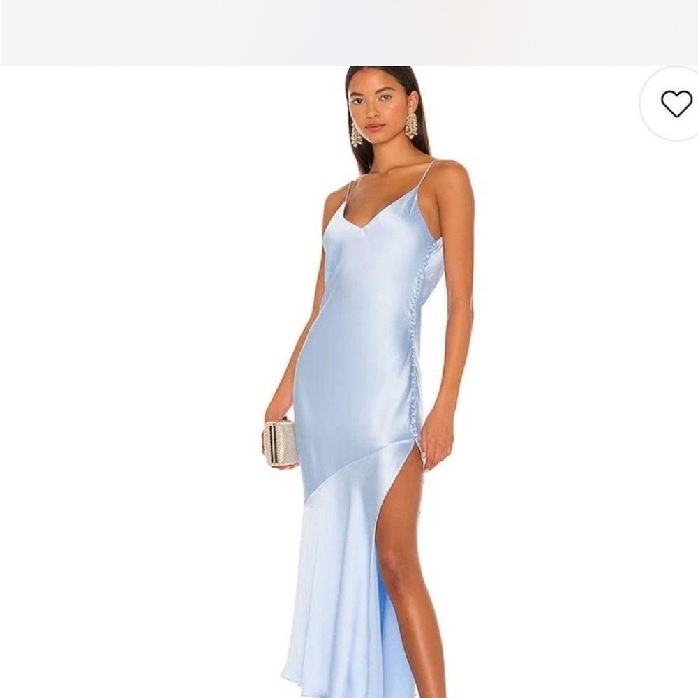 Atoir Light Blue Satin Midi Slip Dress